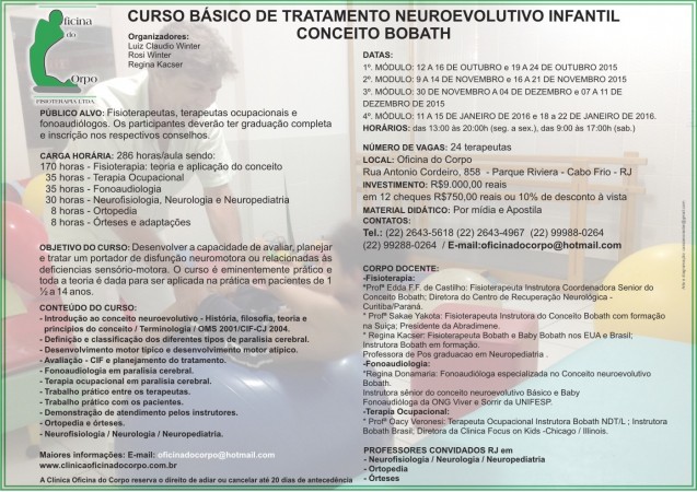 CURSO BÁSICO DE TRATAMENTO NEUROEVOLUTIVO INFANTIL CONCEITO BOBATH